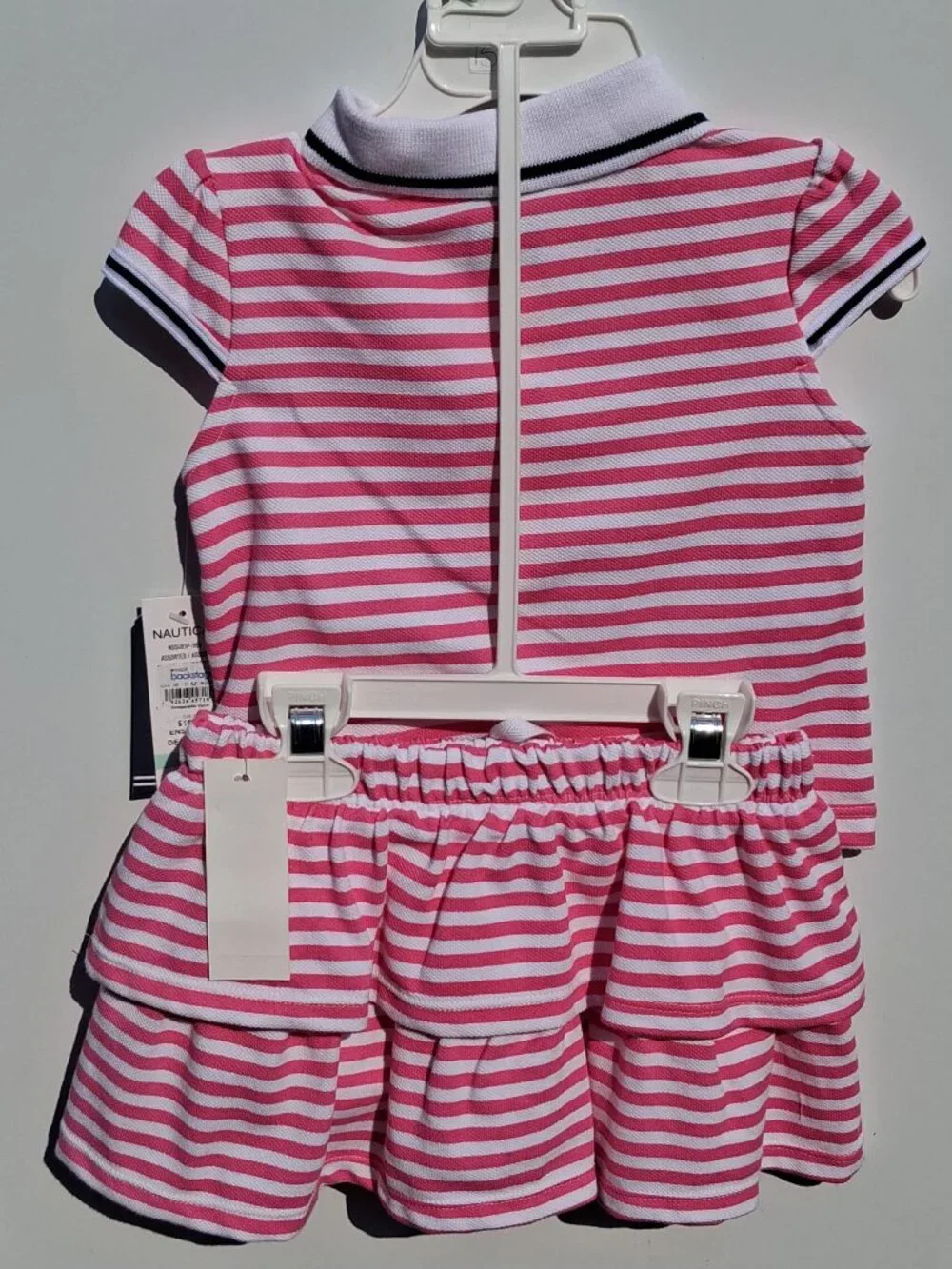 Nautica Girls' 2-Piece Pique Polo Skorts Set Outfit Color: pink/multi